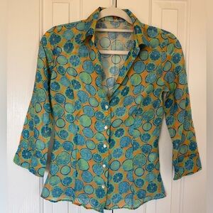Made in Italy Citrus Delight Button Down Shirt Fits like small/x small